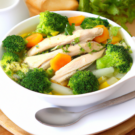 Sopa de legumes com carne de frango