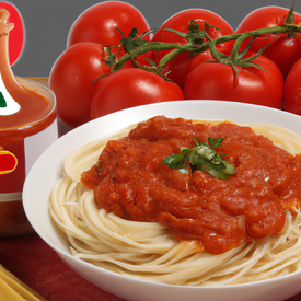 molho de tomates frescos sobre espaguete integral