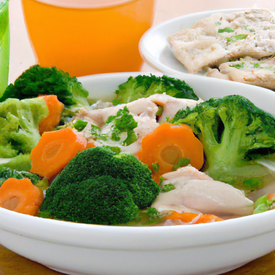 sopa de legumes com frango e arroz integral