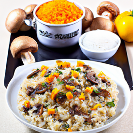 risoto de legumes e cogumelo fresco