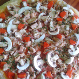 Pizza de champignon massa de grão de bico