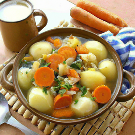 Sopa de batata com cenoura e repolho