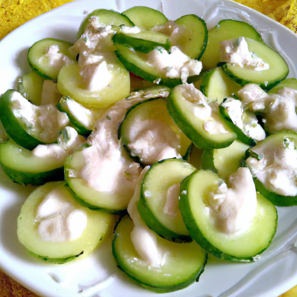 foto da receita Salada de pepino com molho de iogurte e ervas
