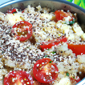 quinoa com palmito e tomates