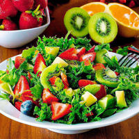 foto da receita Salada mix de folhas verdes com frutas