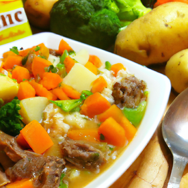 Sopa de carne com legumes e arroz integral